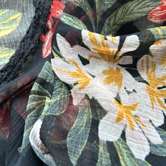 American Eagle Sheer Black Floral Robe Coverup Size M - Picture 13 of 13